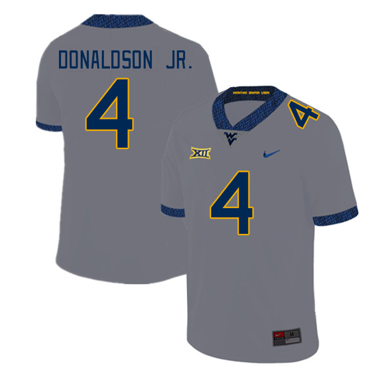 Men #4 CJ Donaldson Jr. West Virginia Mountaineers College Football Jerseys Stitched Sale-Gray